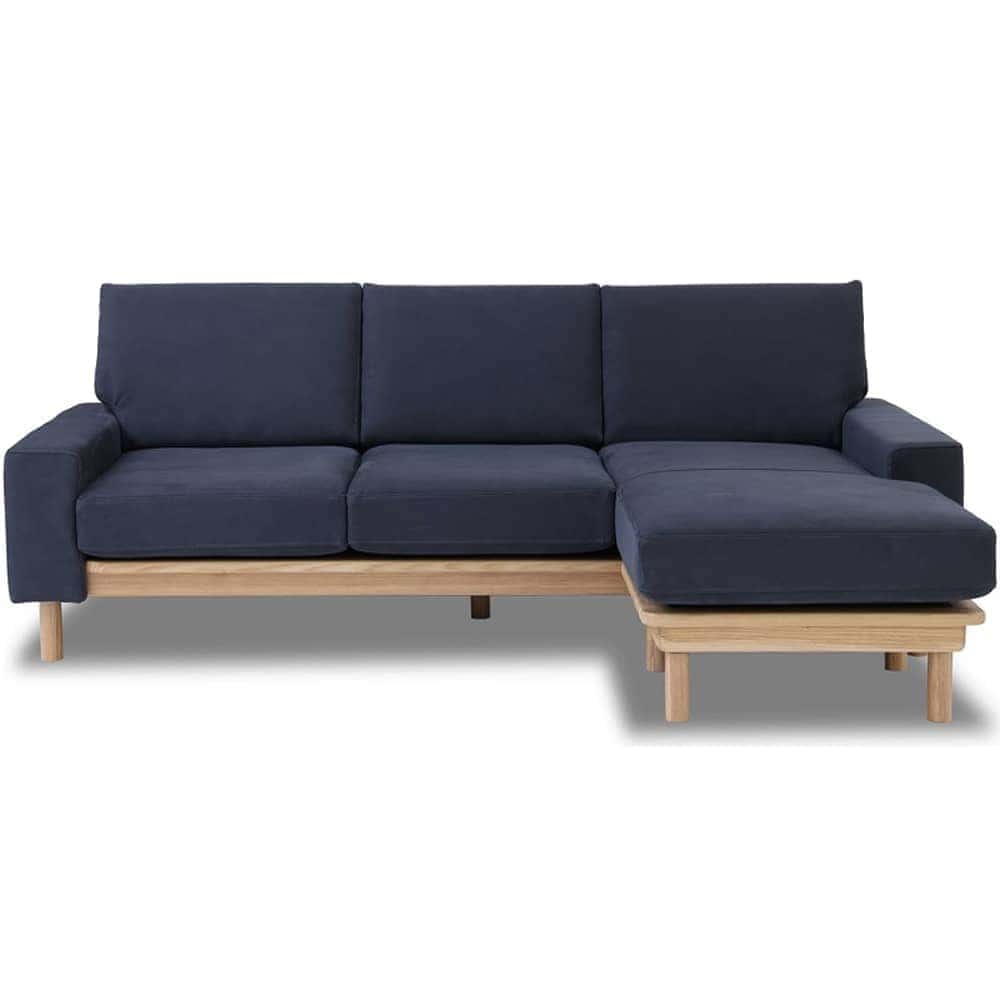 レザーテックス】 シェーズロングソファ ルノ （インディーBL）(5Y