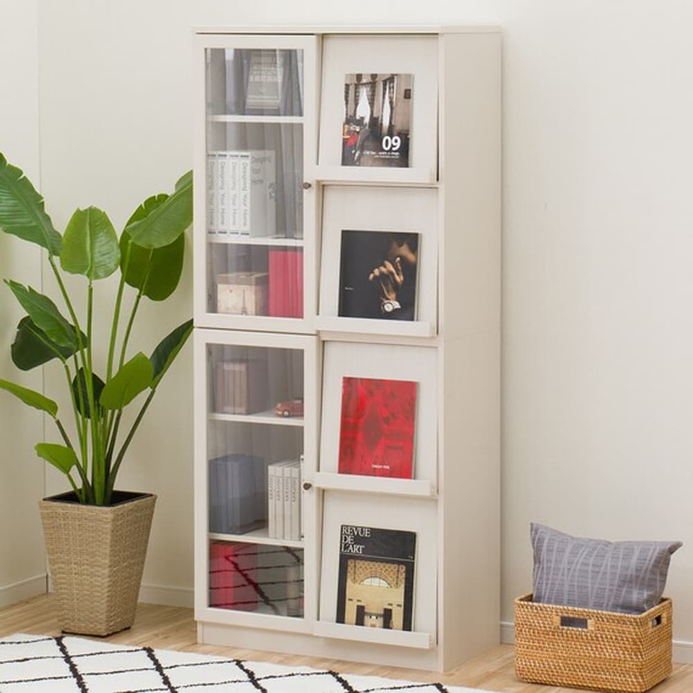 ぼん家具 フラップ扉本棚 A4サイズ対応 ホワイト ぼん家具 フラップ扉本棚 A4サイズ対応 ホワイト