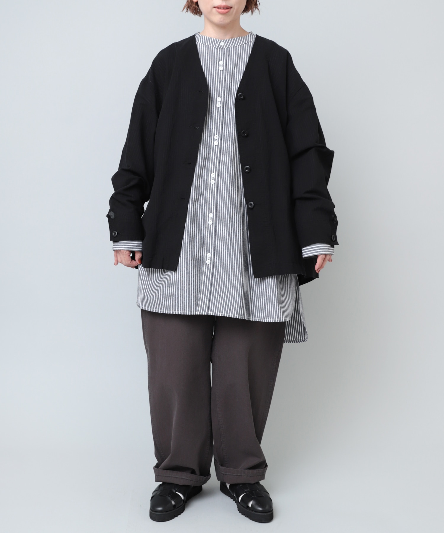 R4119 太めストレートのアトリエパンツ(M グーズグレー): パンツ - RNA