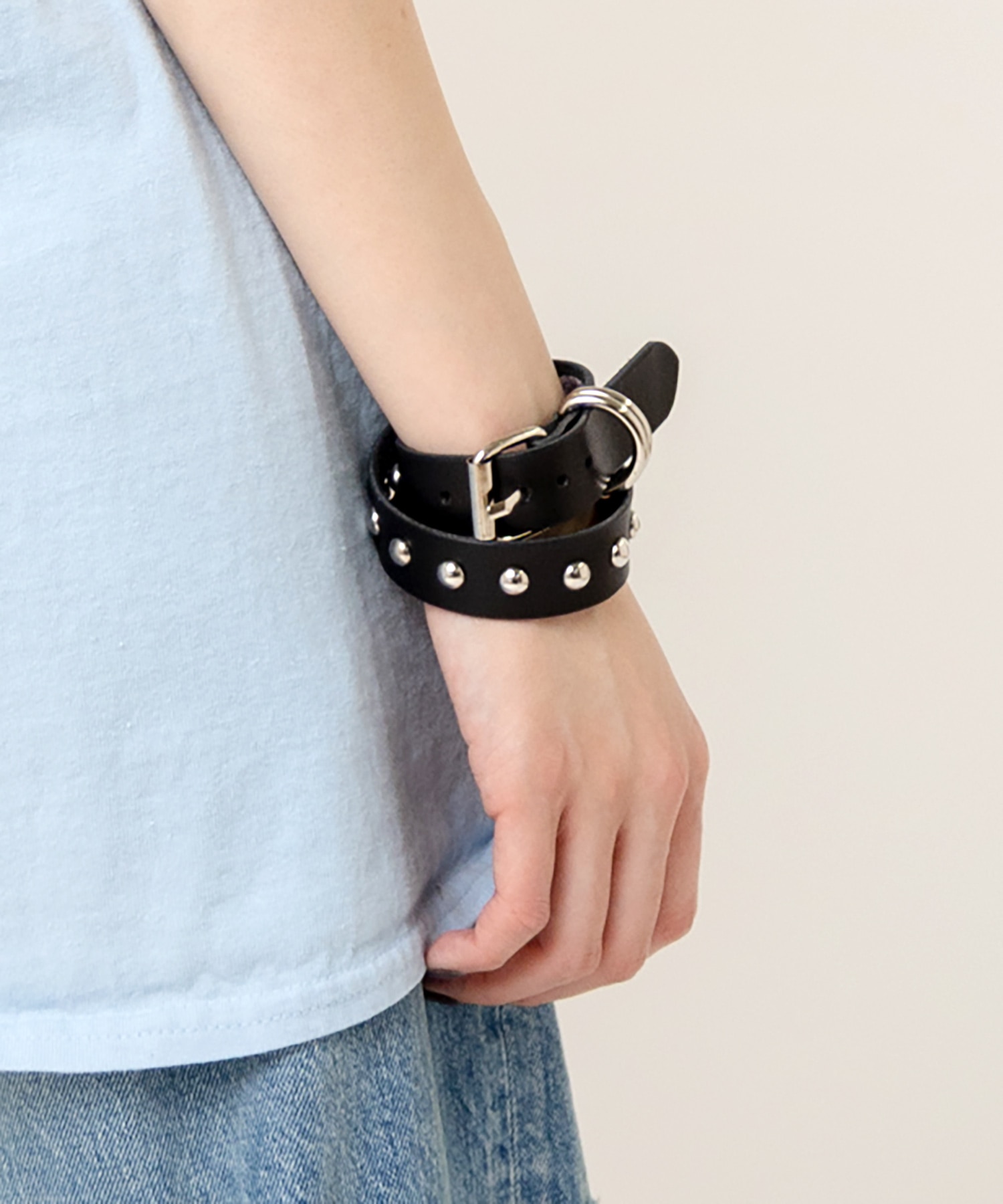 E5152 スタッズダブルリストバンド(F ブラック): アクセサリー - RNA