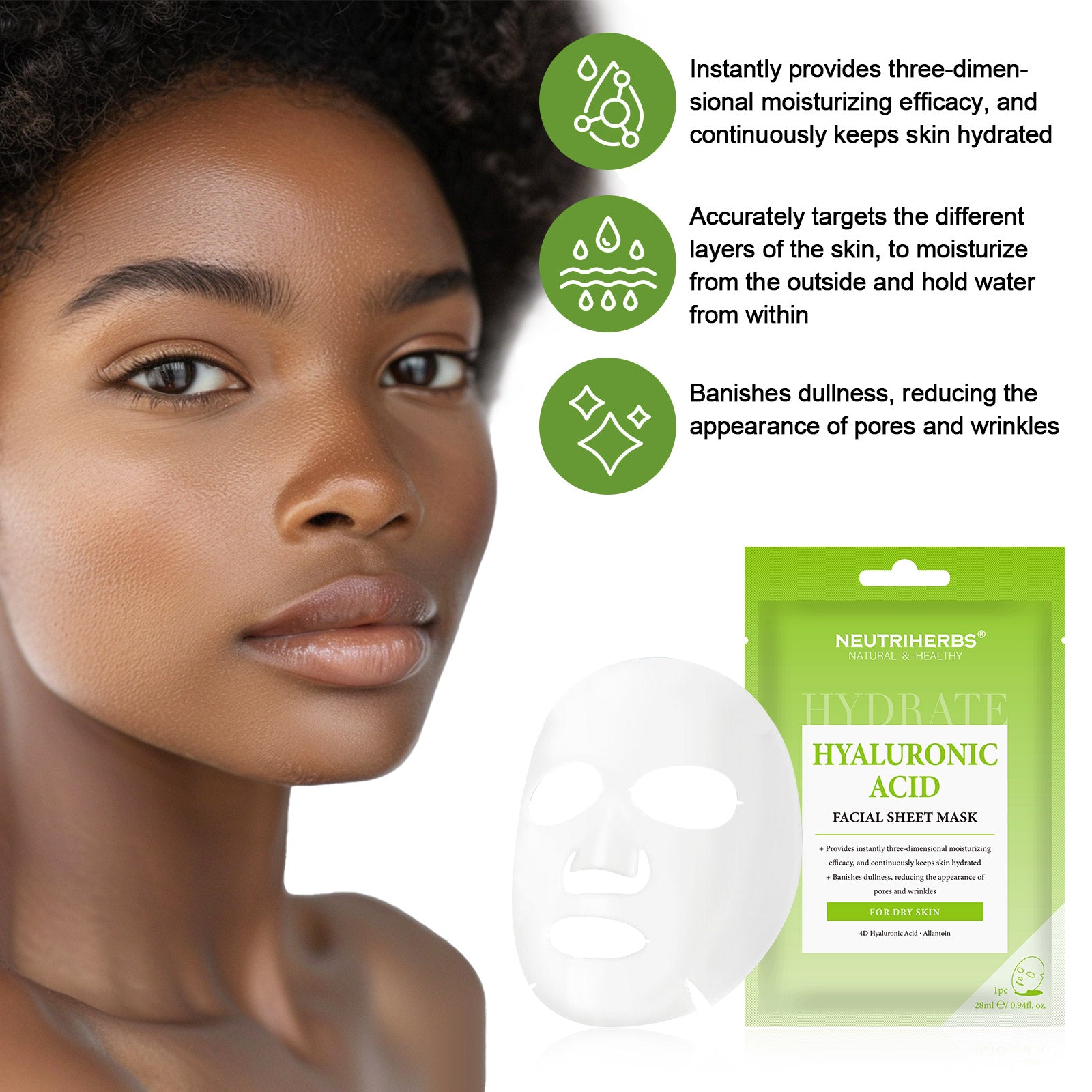 Facial Sheet Mask Hyaluronic Acid Mask 4PCS – Neutriherbs