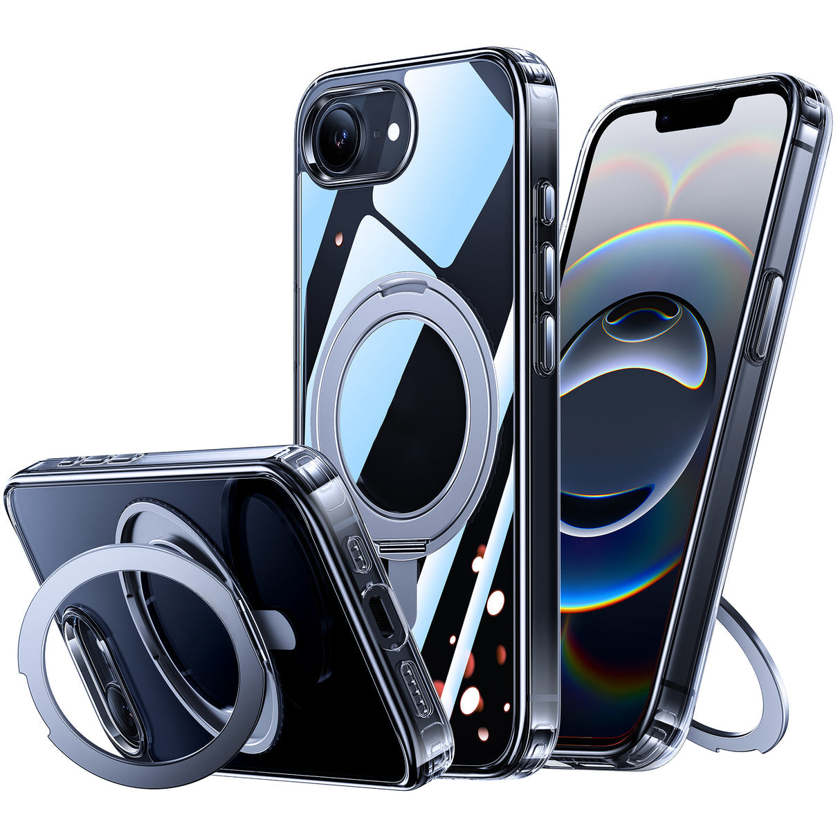 NIMASO iPhone 17e/16eケース 360°スタンド付き 縦横両対応 MagSafe