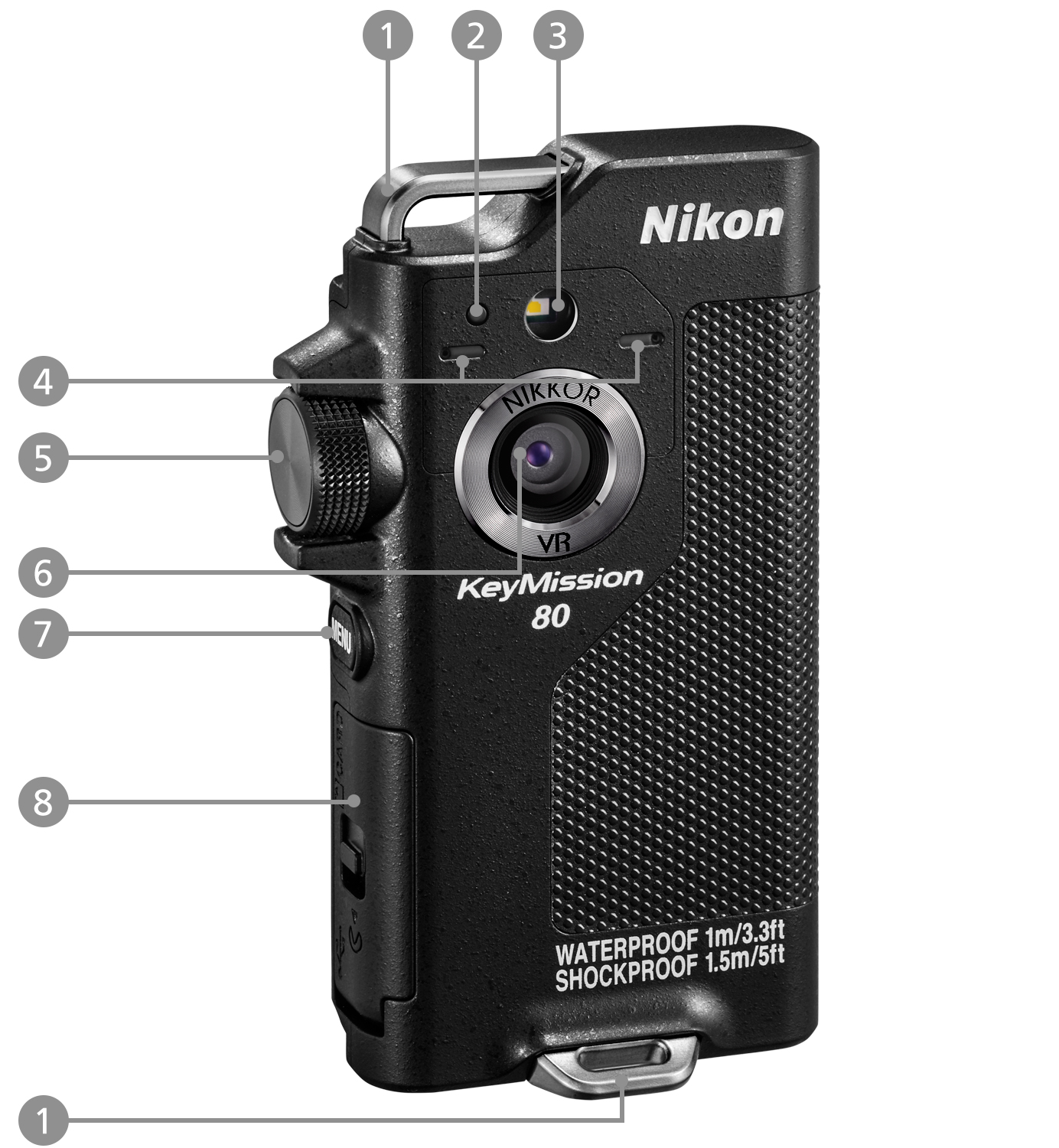 KeyMission 80 - 各部名称 | アクションカメラ | ニコン