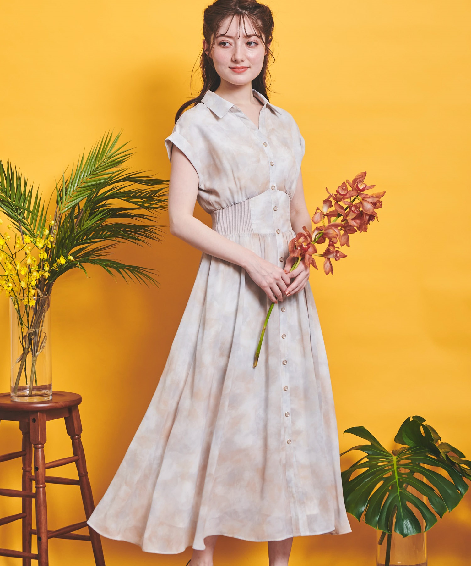 アート柄ウエストリブワンピース | ロングワンピース | NOELA OFFICIAL