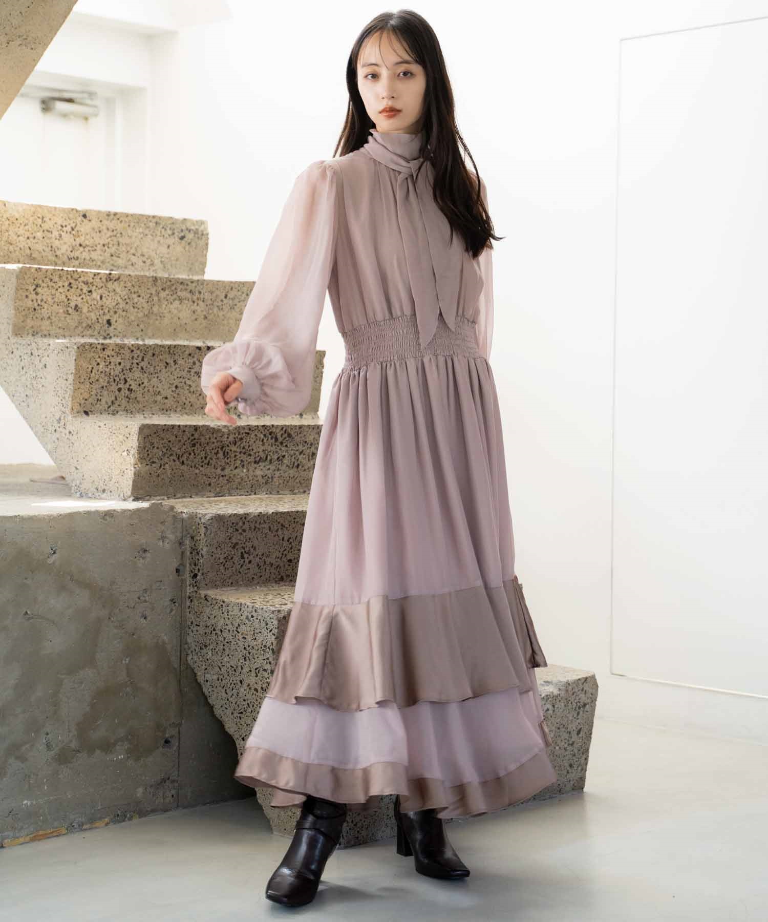 シアーサテンコンビワンピース | ロングワンピース | NOELA OFFICIAL