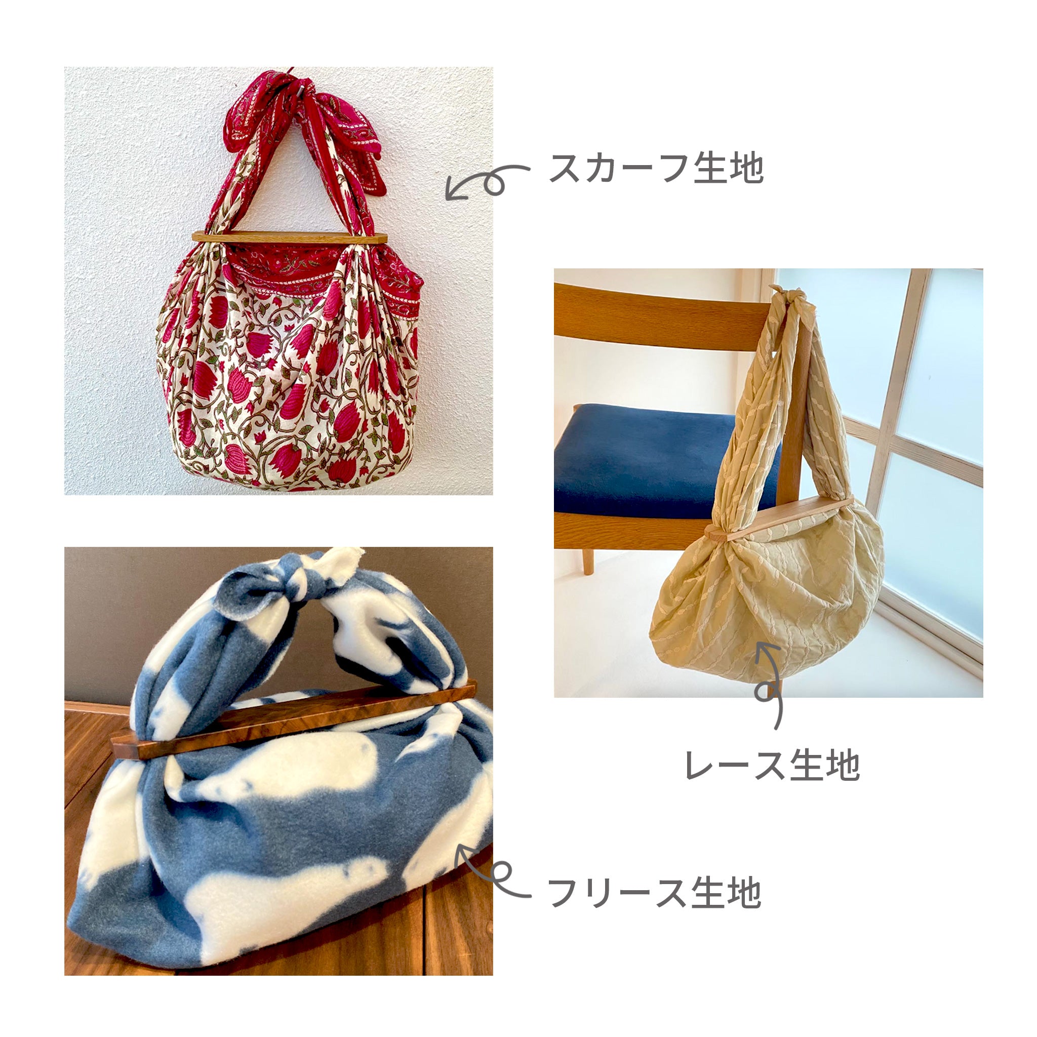 のレン 風呂敷と風呂敷パッチンセット 中 - レトロフラワー / 風呂敷