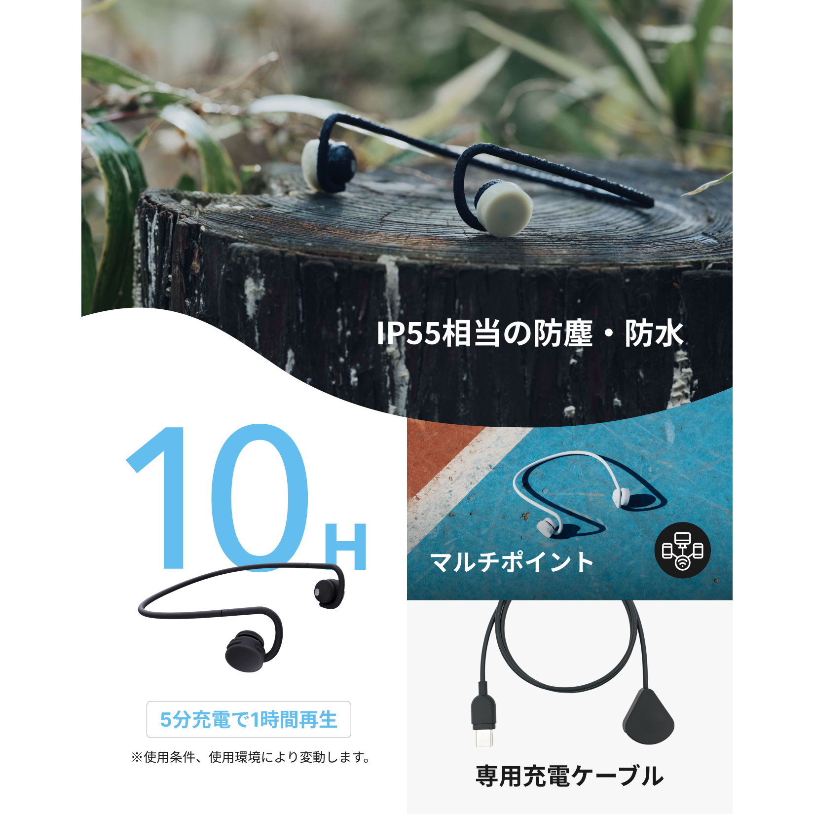 nwm GO オープンイヤー型 ネックバンドワイヤレス 耳スピーカー