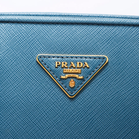 プラダ PRADA 2way 三角ロゴタグ 水色 サフィアーノ ハンドバッグ