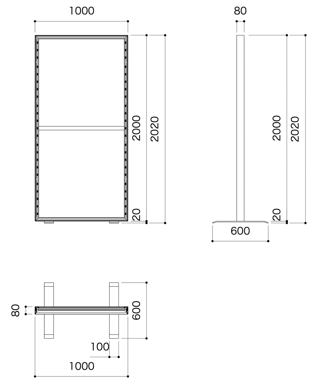 M1935 W1000xH2000 ベース付き自立（内照） – OCTANORM
