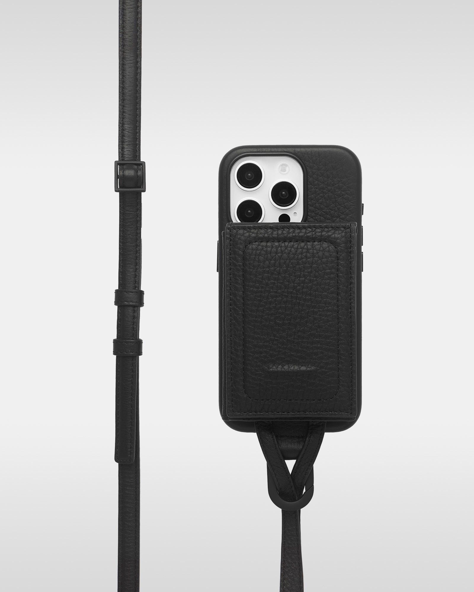 レザー製 iPhoneケース セット / 長さ調節可能 ストラップ付