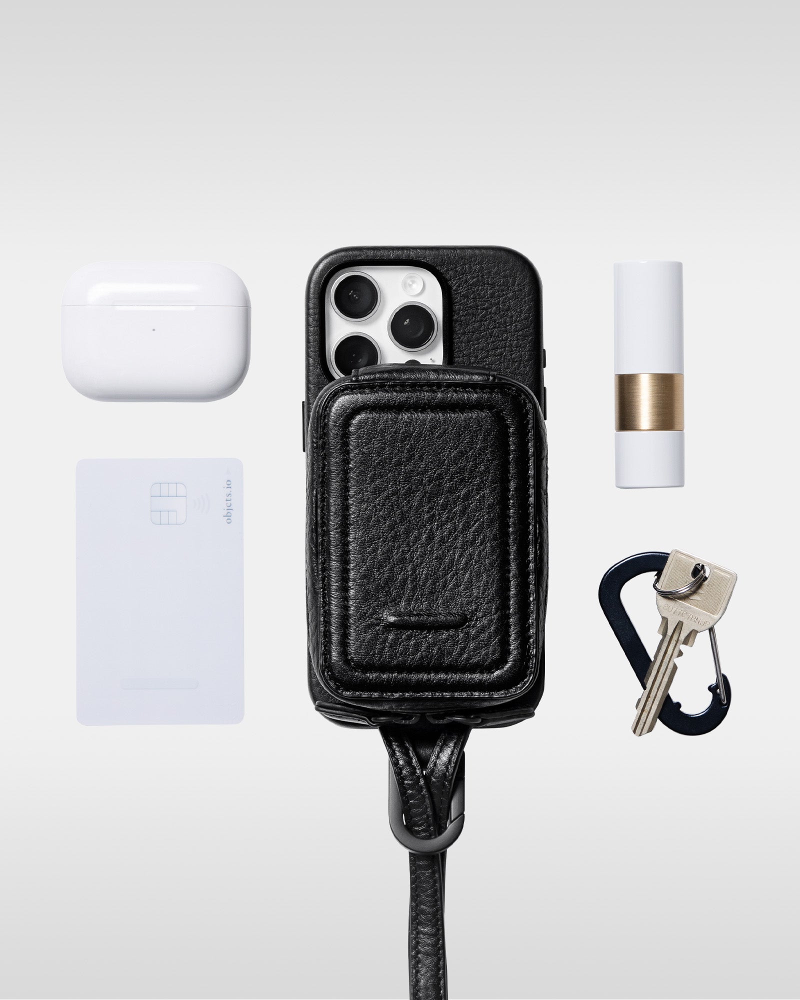 レザー製 iPhoneケース セット / 長さ調節可能 ストラップ付