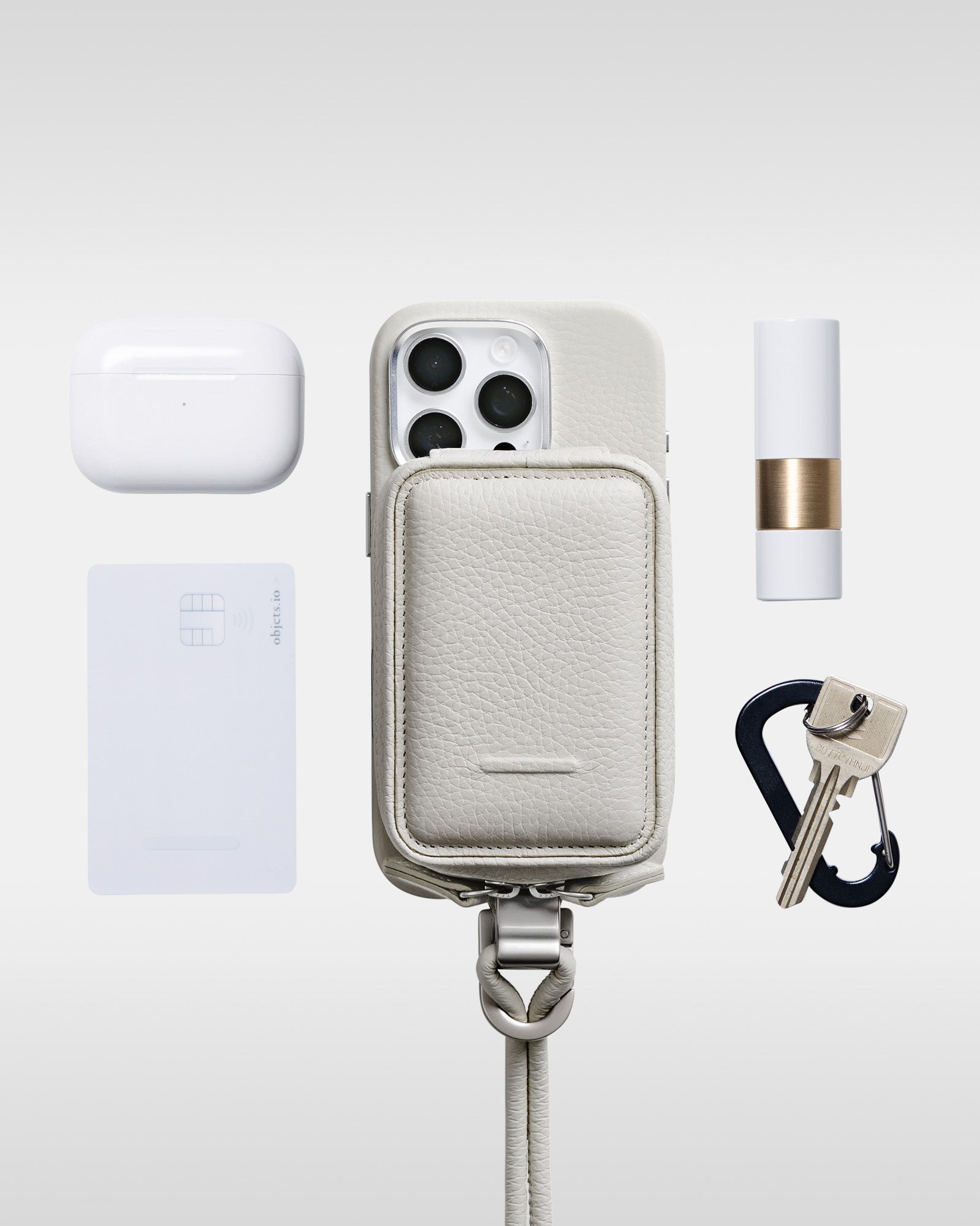 レザー製 iPhoneケース セット / 着脱可能ストラップ付スマホケース