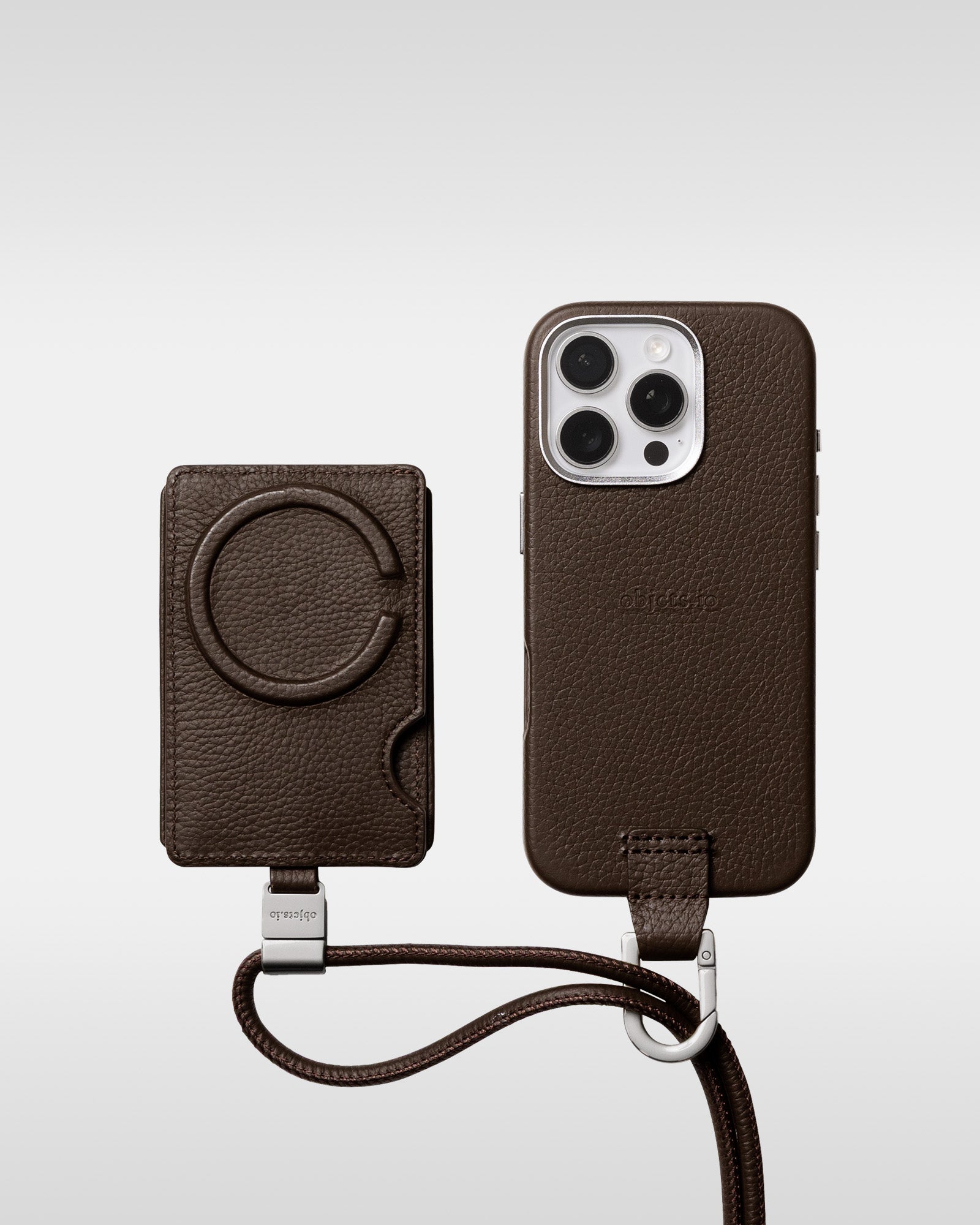 レザー製 iPhoneケース セット / 着脱可能ストラップ付スマホケース