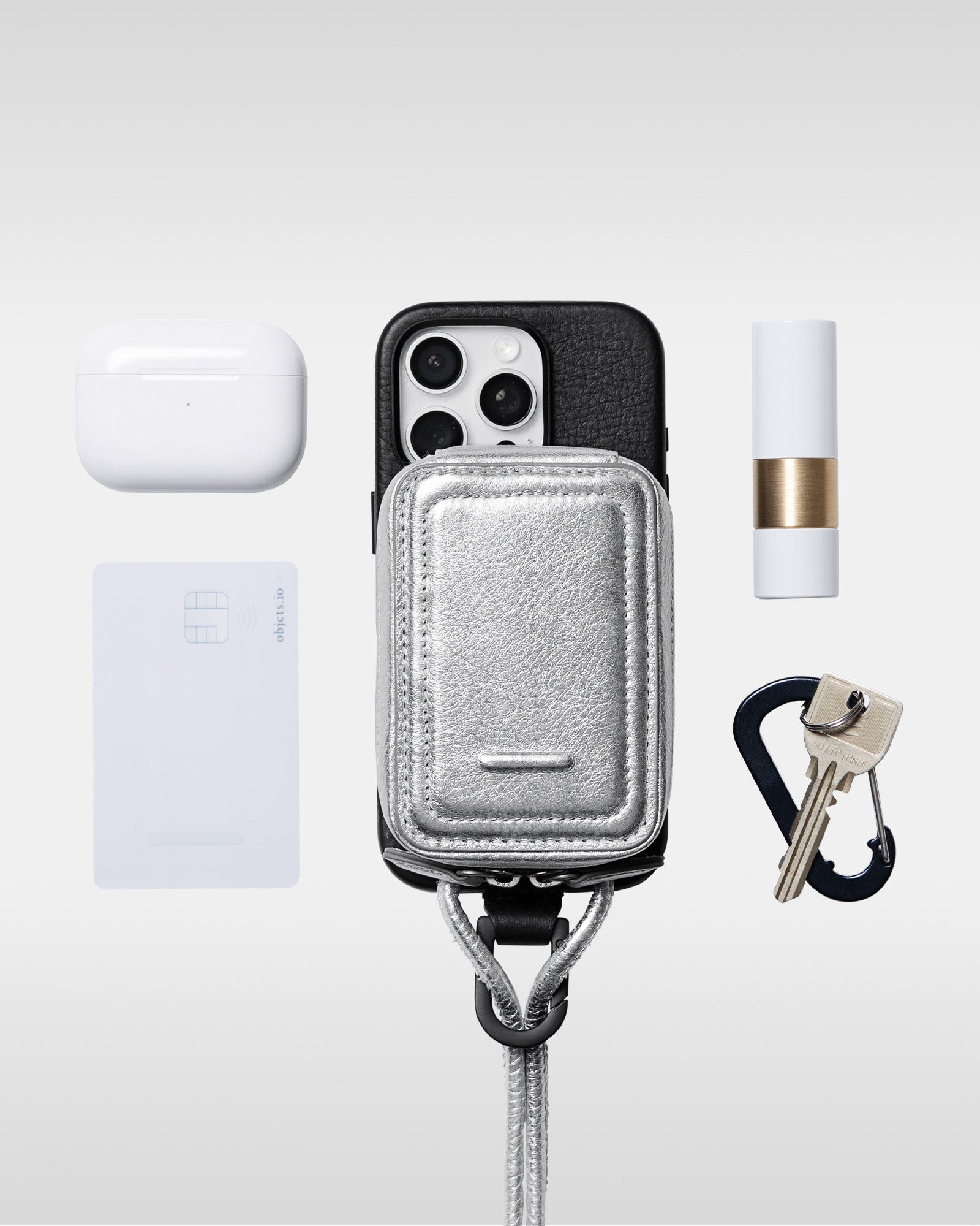 レザー製 iPhoneケース セット / ストラップ付スマホケース / スマホ