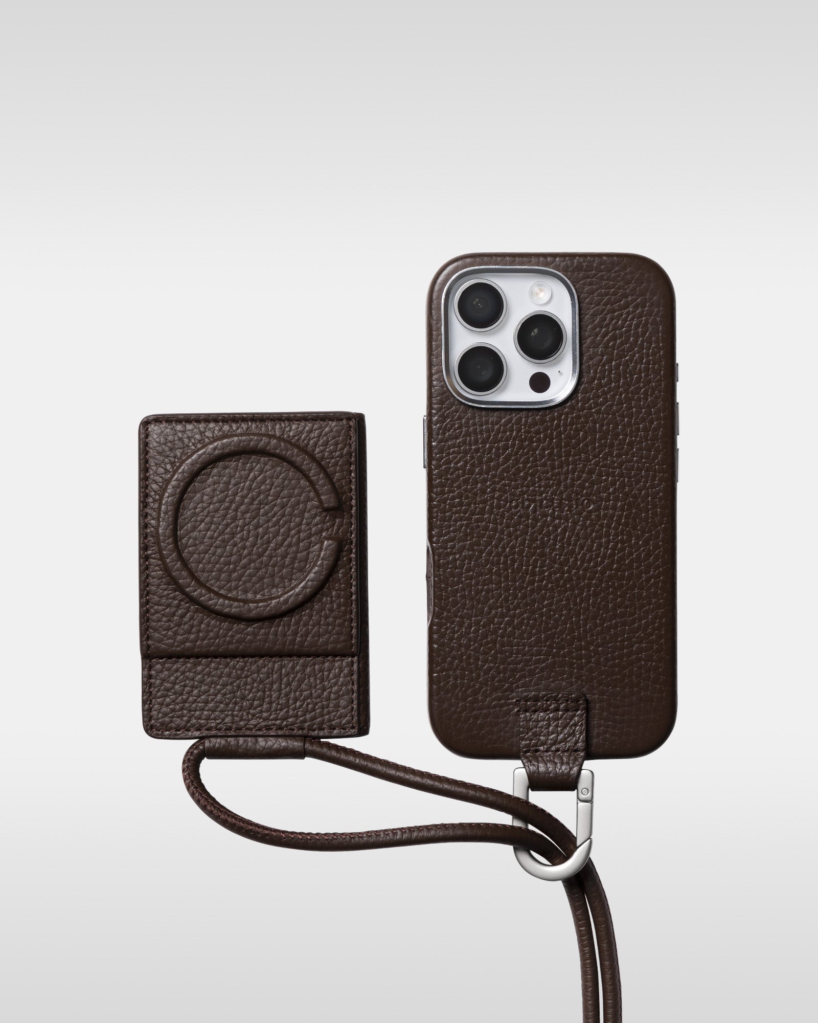 レザー製 iPhoneケース セット / ストラップ付スマホケース / スマホ
