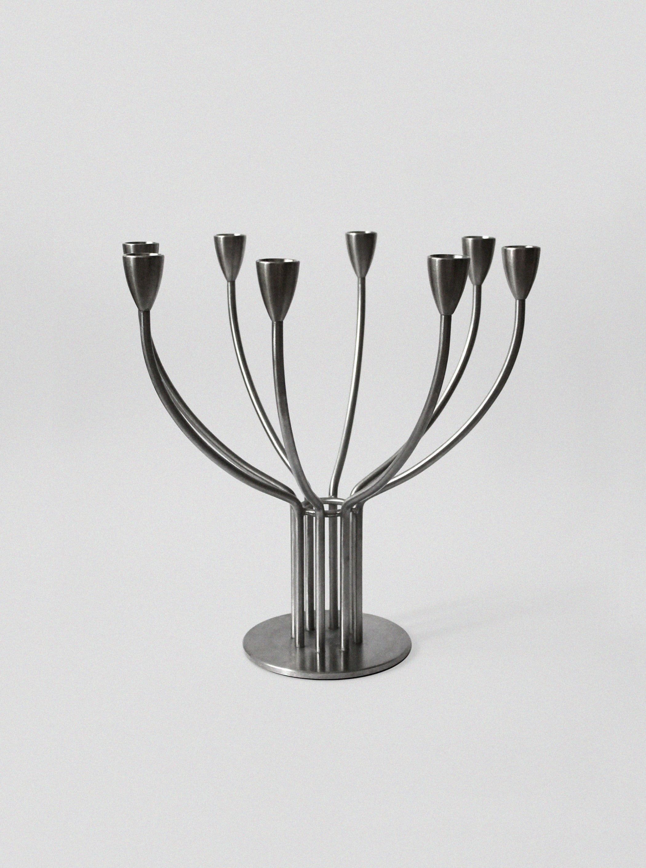 Brushed Metal Swedish Candelholder by Vintage Sto | The Oblist