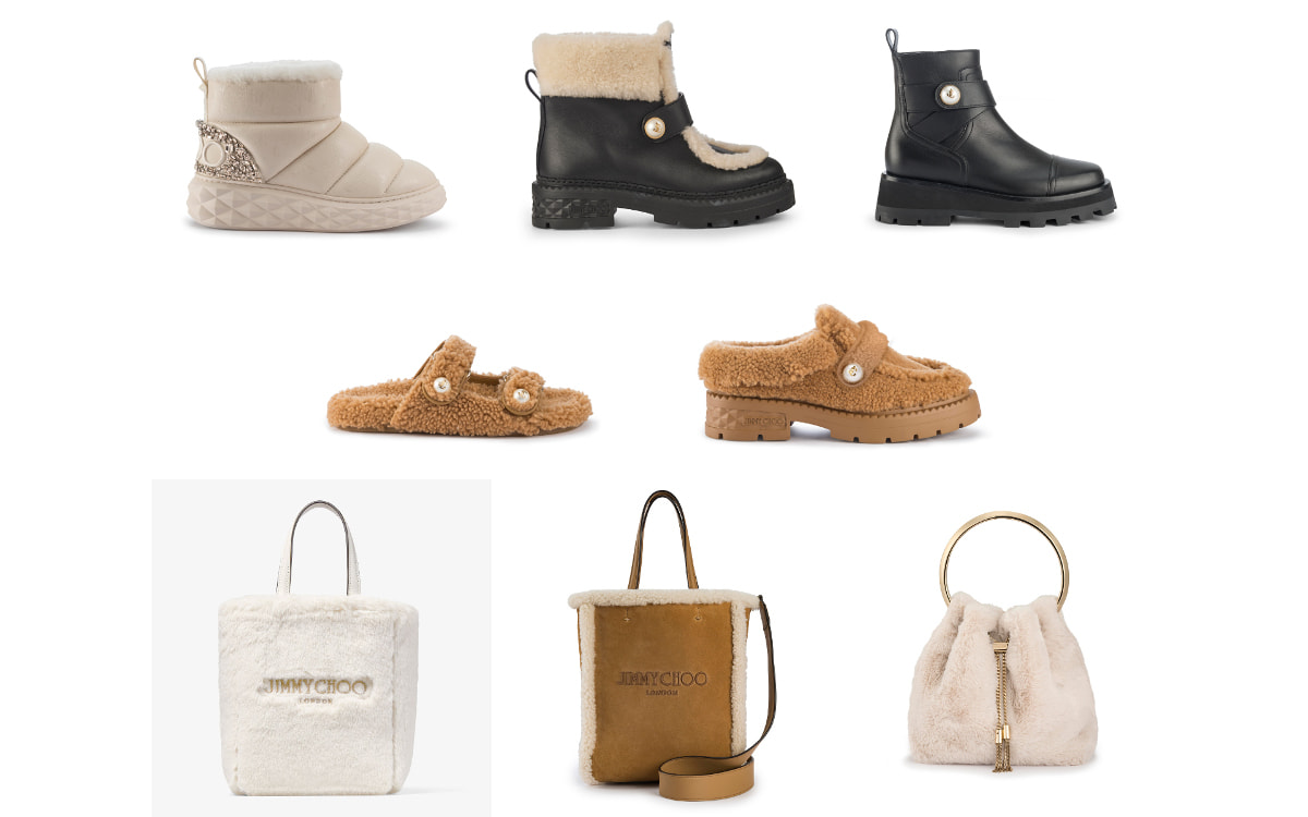 ジミー チュウ新作｜シアリングやエコファーを用いたシューズ＆バッグ8