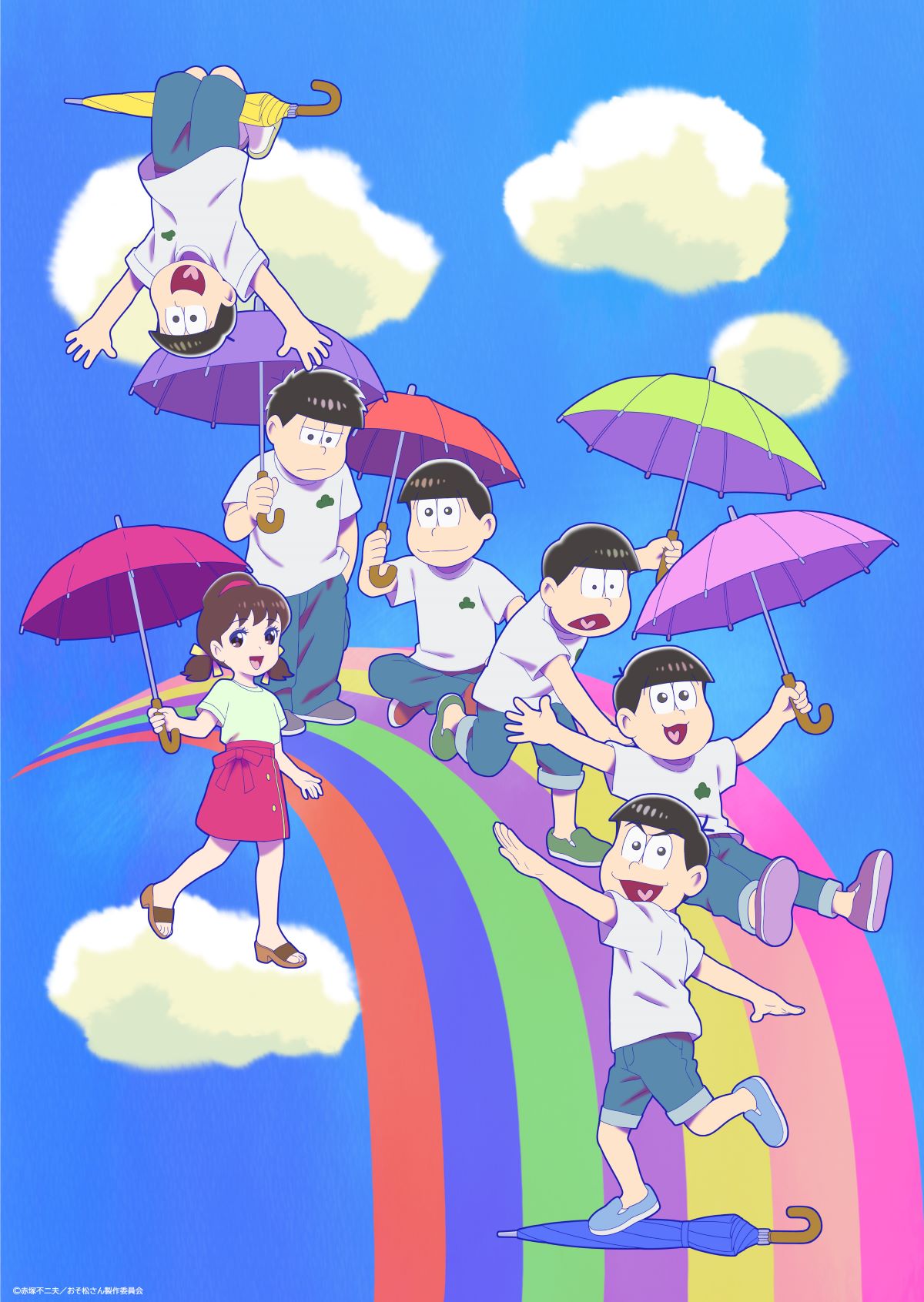 おそ松さん」傘を手にした6つ子＆トト子のイベントビジュアル 第4期第1