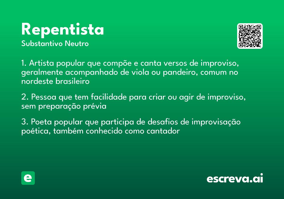 Repentista - Significado e Sinônimo - escreva.ai