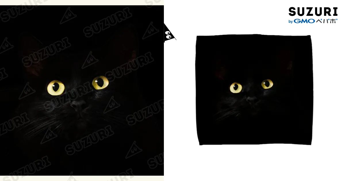 Black cat 黒猫 / ねこねこ ( 0_nlp )のタオルハンカチ通販 ∞ SUZURI