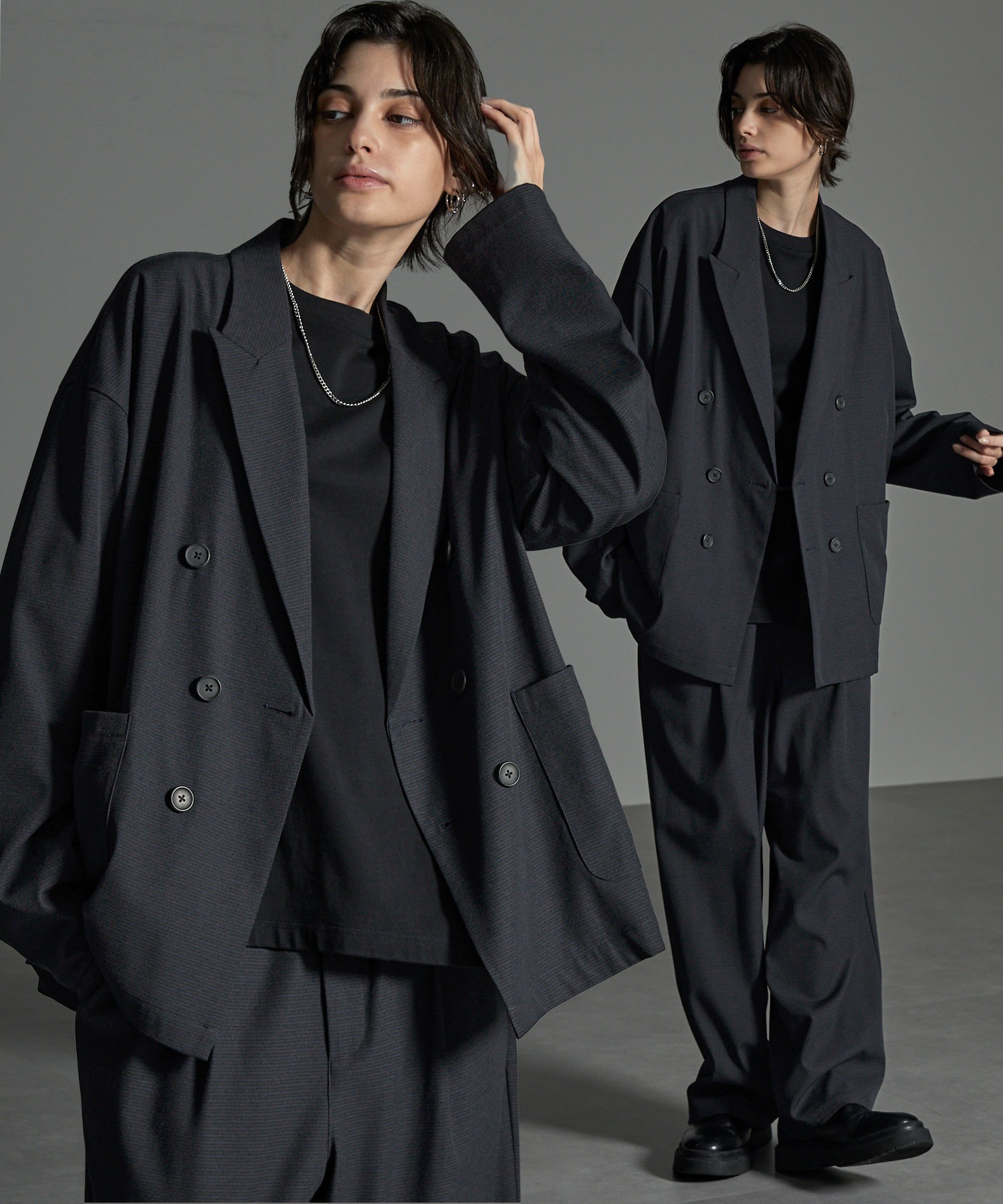 CIYOT-シヨウト-】セットアップ ドレープオーバーサイズWテーラー