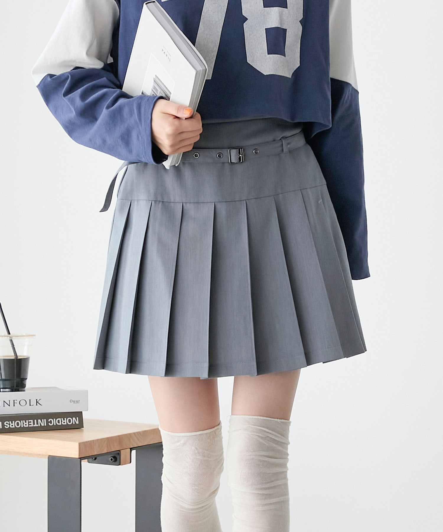 forksy.】ベルト付きプリーツミニスカパン forksy.│MONO-MART