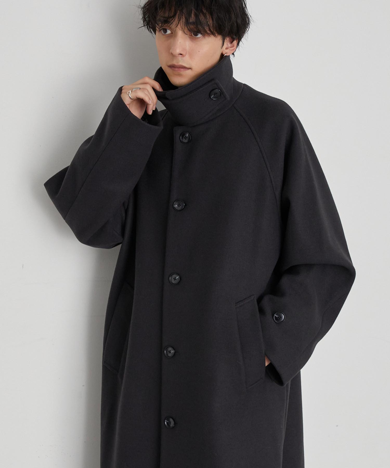【匿名配送】【入手困難】【レア】メルトンコート　ジャケット　黒　スボルメ ストレッチメルトン ステンカラーコート[品番：TKQJ0024178]｜TAKA-Q
