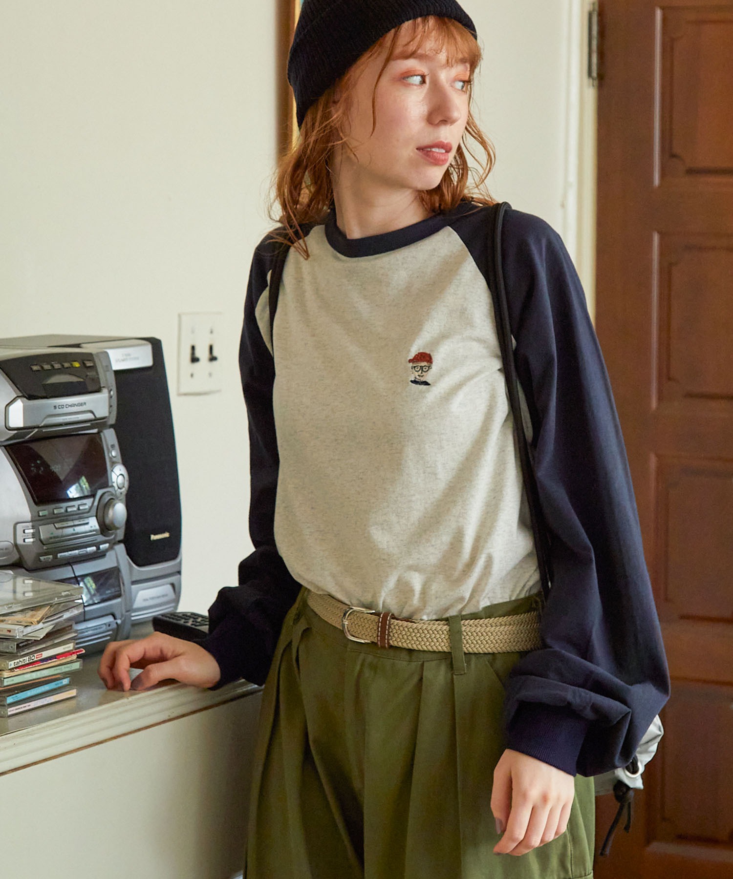 BOYロゴワッペン刺繍 ラグランスリーブ長袖Tシャツ MONO-MART LADY'S