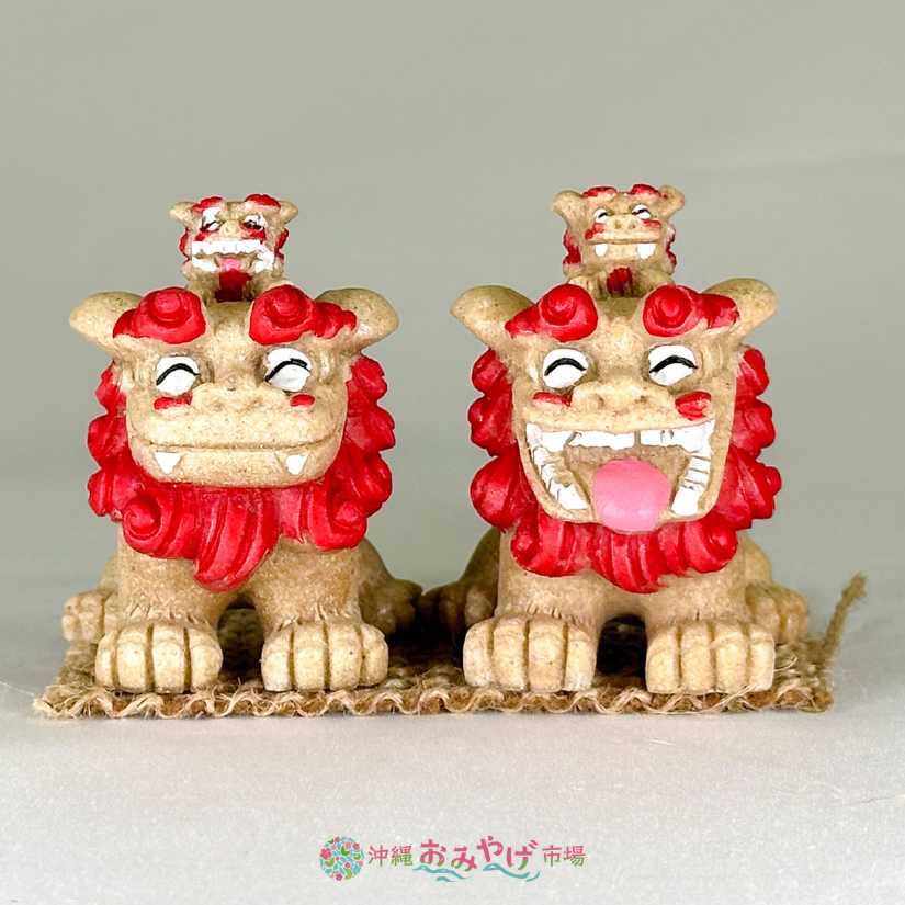 沖縄親子ペアシーサー置物 大（赤・青・ピンク・オレンジ） ｜ 沖縄