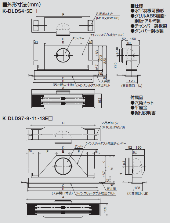 防露タイプ ラインスリット吹出シリーズ(防露) | 製品一覧 | オーケー