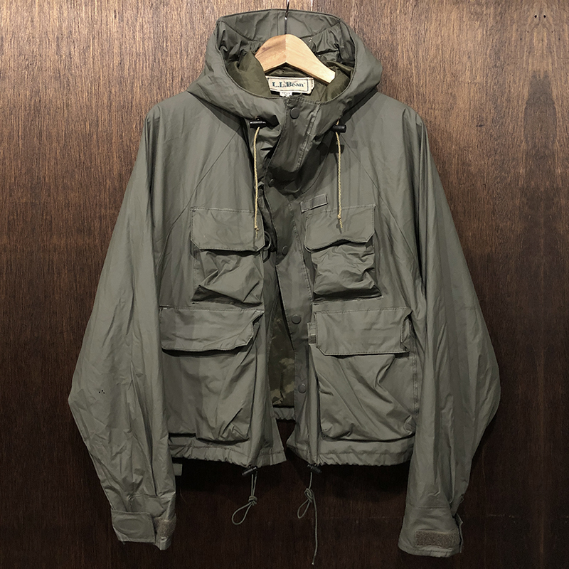 LL Bean Pvc Water Proof Wading Fishing Jacket Olive M エルエル