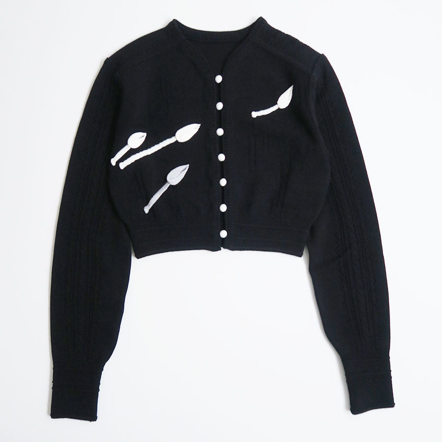 Mame Kurogouchi/マメ】3D Floral Motif Knit Cardigan MM26SS-KN062の