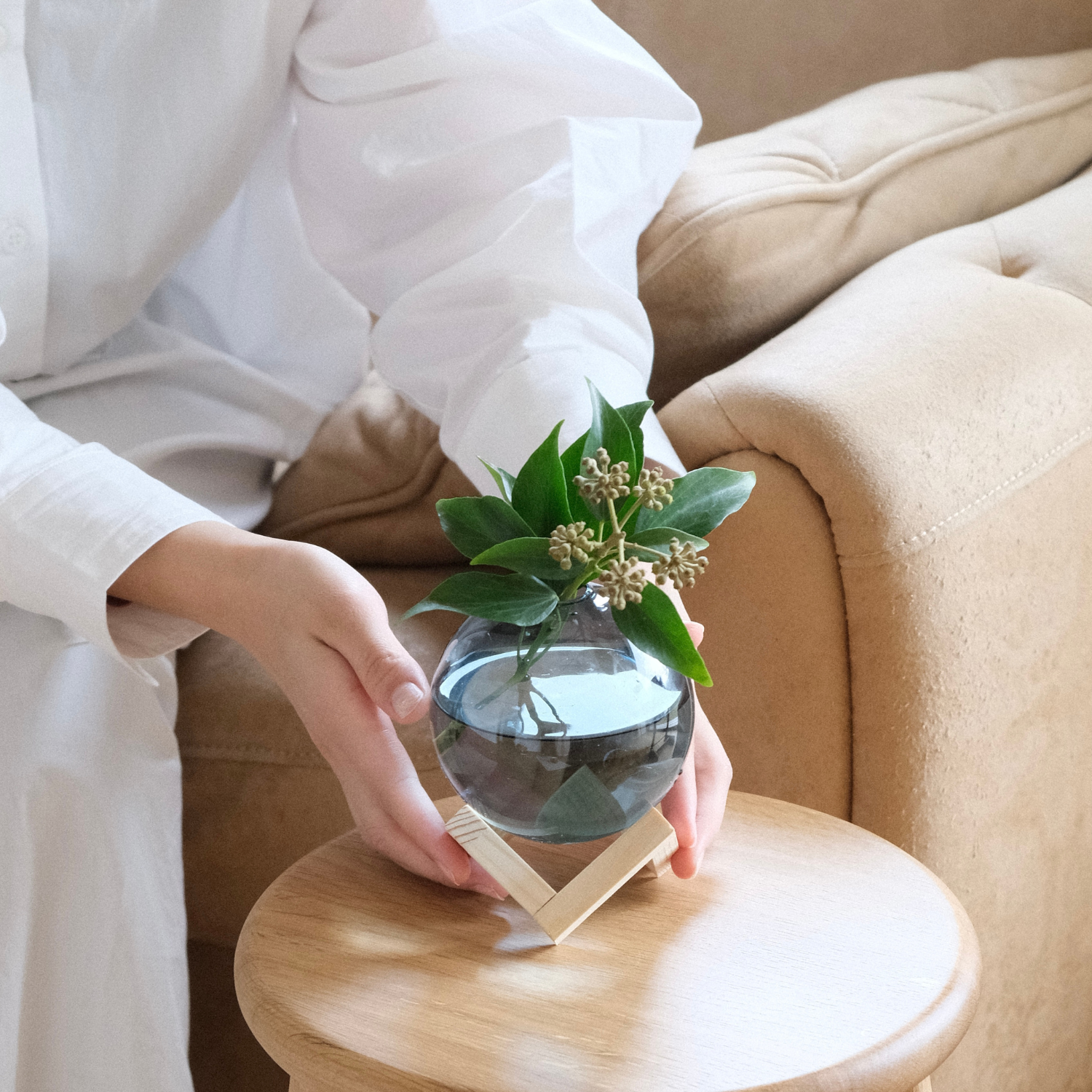 まるいガラス花瓶｜卓上｜とうめい、ブルー、ピンク｜北欧｜まんまる