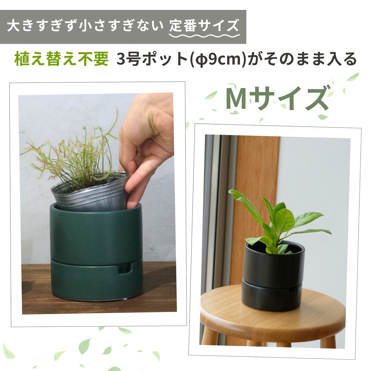 食虫植物・ハイドロカルチャーにぴったり｜陶器 植木鉢｜3号｜すーさん