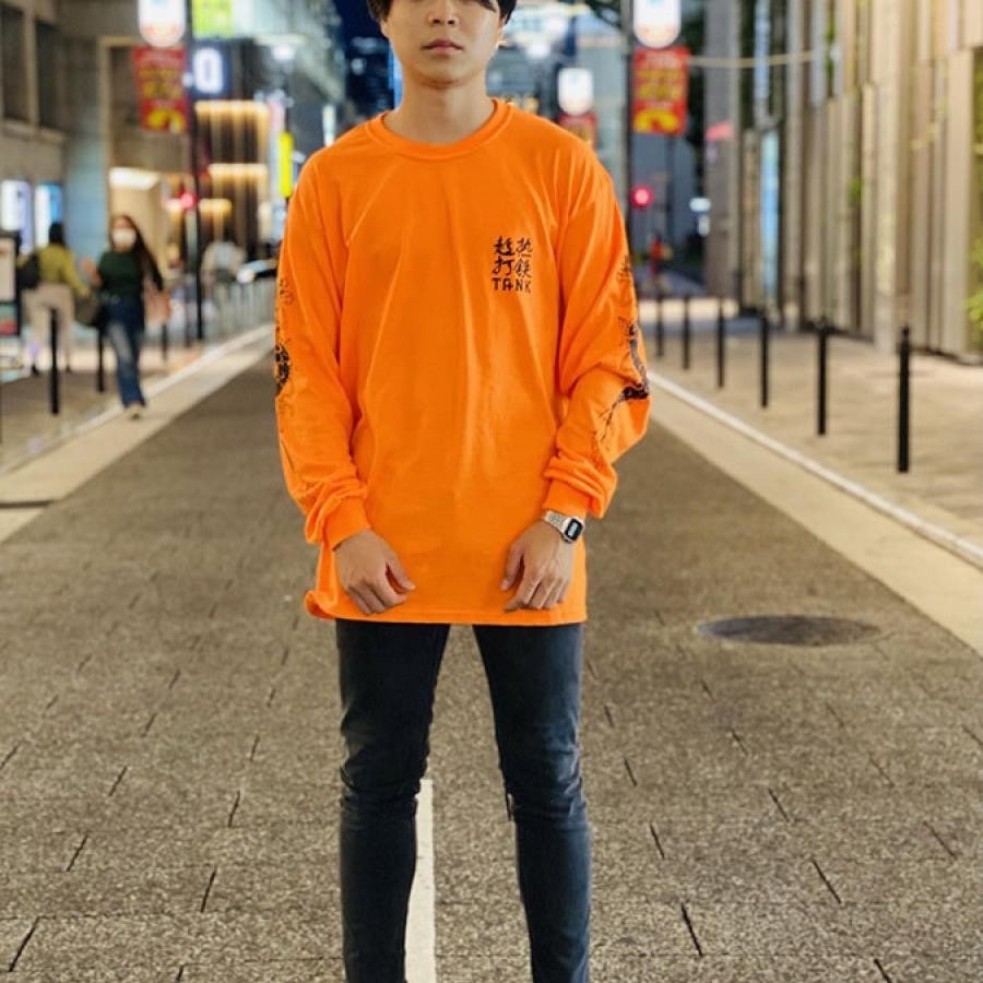 TANK × Shun Nakao『lucky girl』ロングスリーブTシャツ（オレンジ）(M