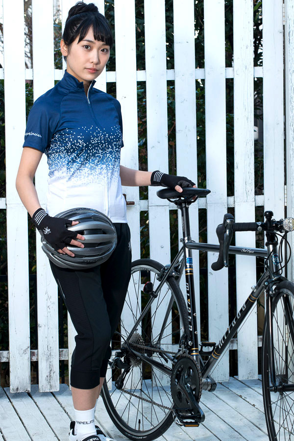 KAPELMUUR(カペルミュール)半袖ジャージ ピクセルシャワー ネイビー XS