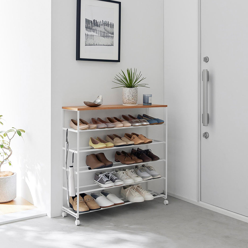 tower】天板付きシューズラック 5段 キャスター付｜山崎実業