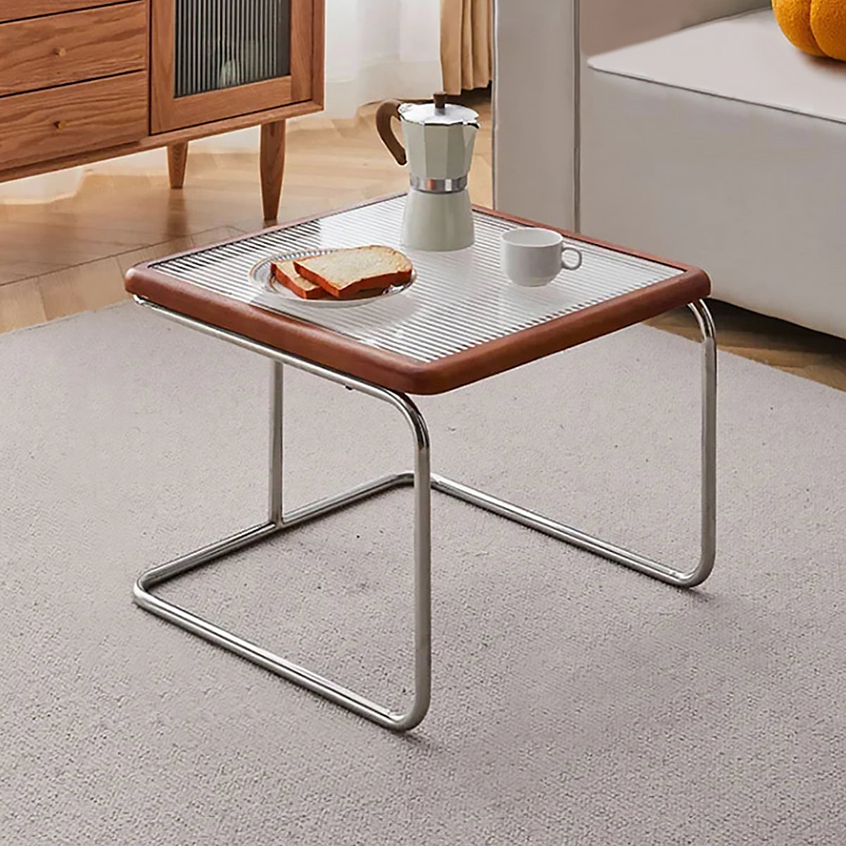 ミッドセンチュリーモダンラタンガラスコーヒーテーブル