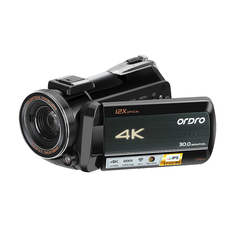 ORDRO Professional 4K Camcorder With 12X Optical Zoom for Youtube