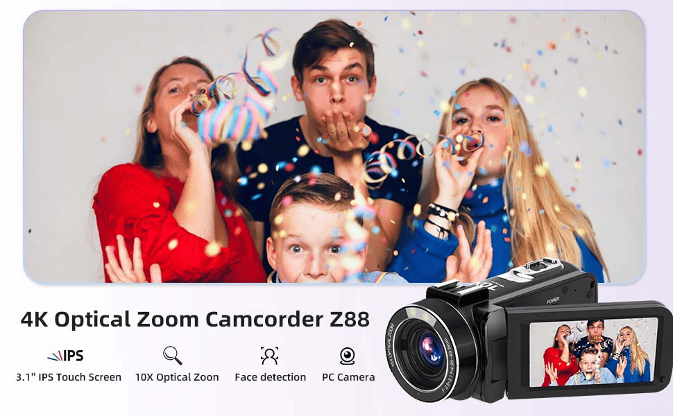 Ordro Z88 10X Optical Zoom Camcorder | Best Budget 4K Camera for