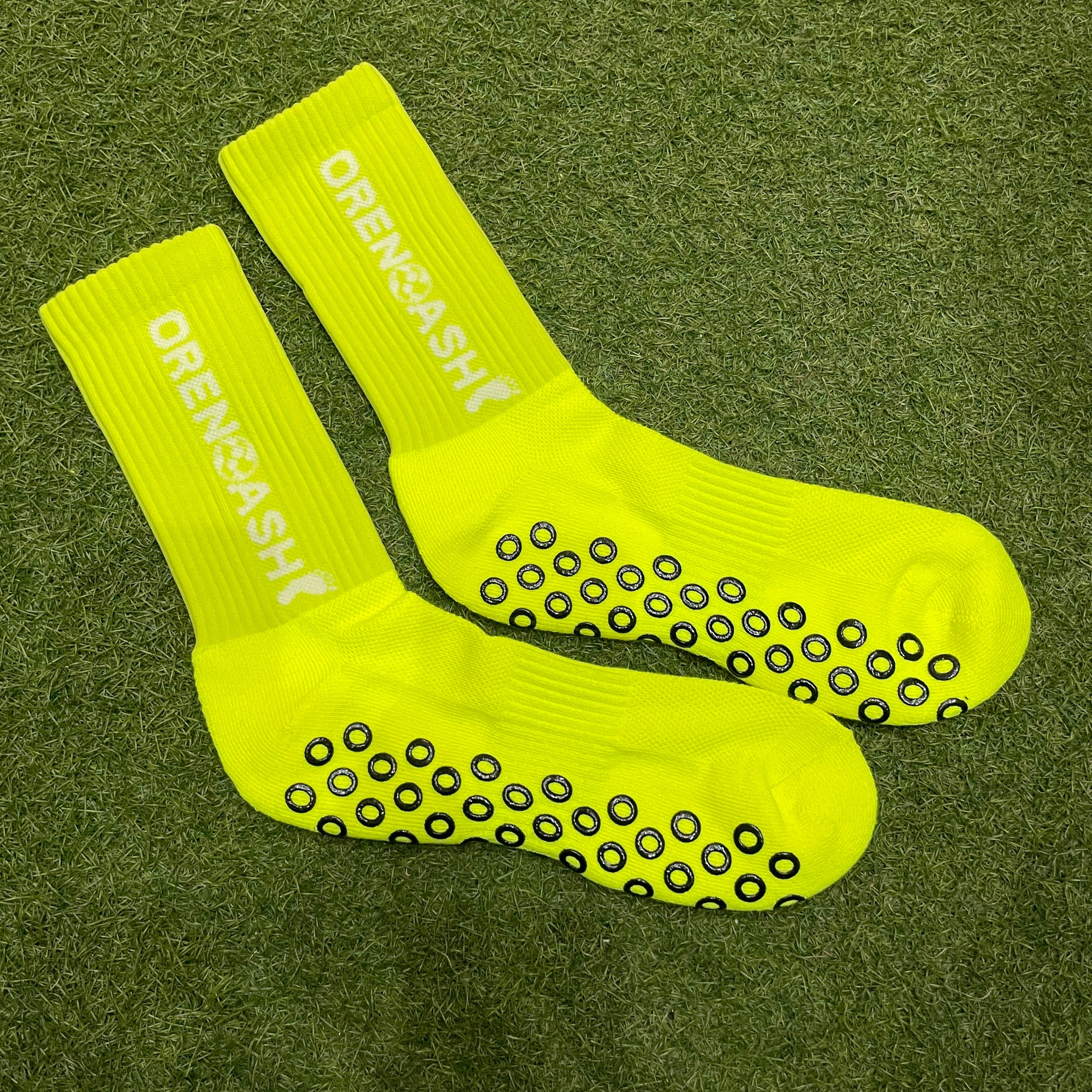 Mサイズ 厚手 ノーマル 蛍光イエロー×ホワイト – 俺の足 サッカー用品