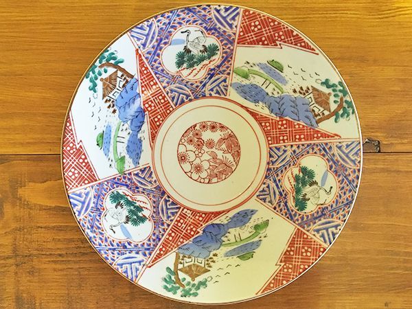 Oranzovy オンラインショップ】ヴィンテージ 和食器 大皿 色絵付け 鶴