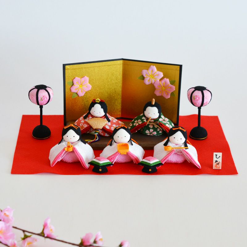 ぽてりひな 5人 （桜） 屏風飾りセット｜和食器通販｜織部 Online