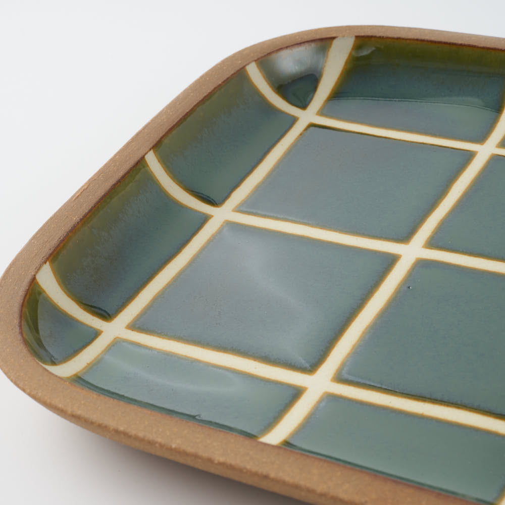 やちむん 一翠窯 長方皿(大) タイル 緑 ¥5,940 大人の焼き物