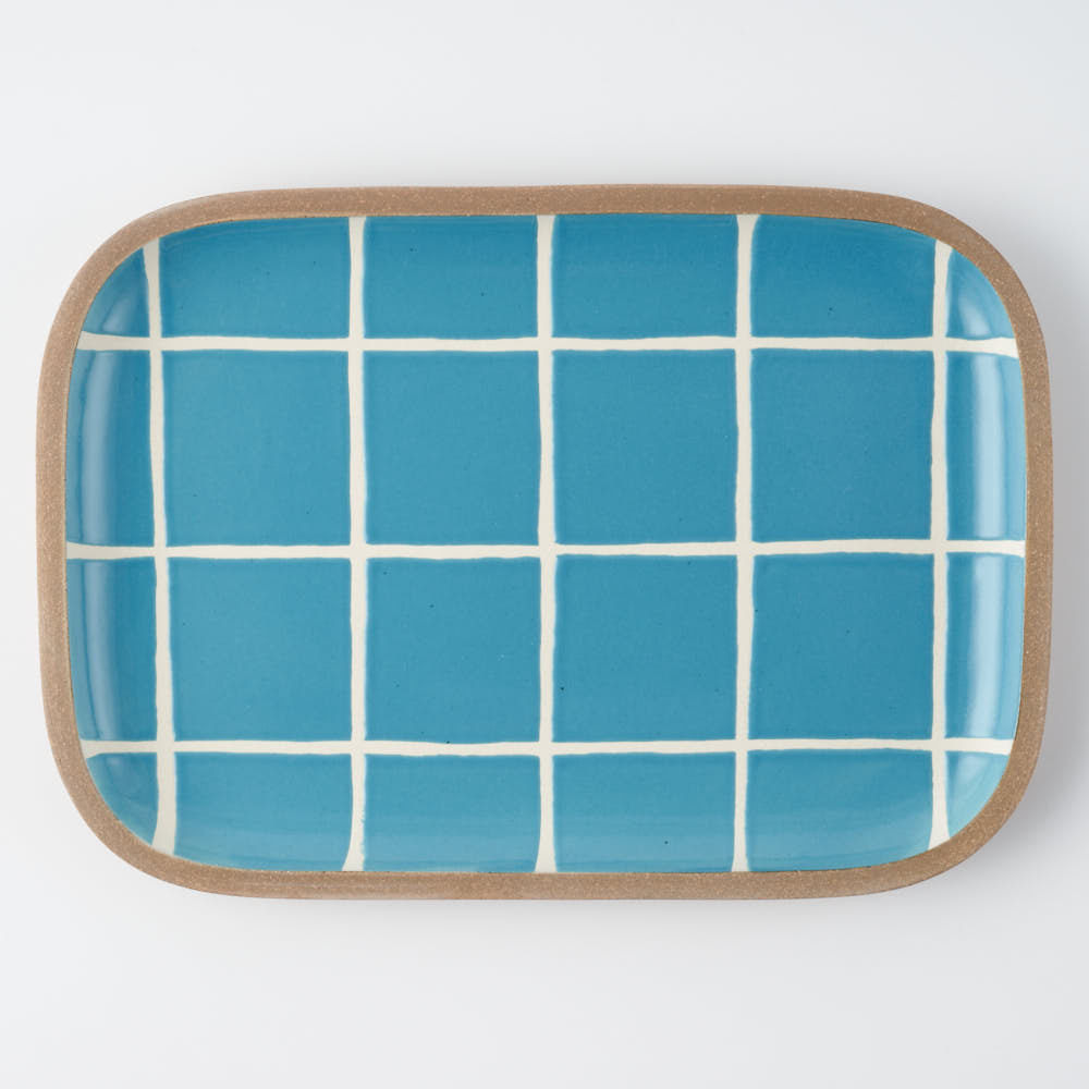 やちむん 一翠窯 長方皿(大) タイル 水色 ¥5,940 大人の焼き物