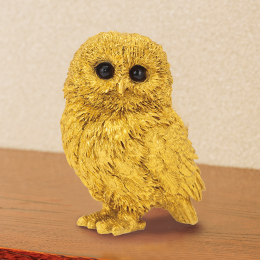 幸運の吉鳥、ふくろうの置き物「金運黄金大明神」