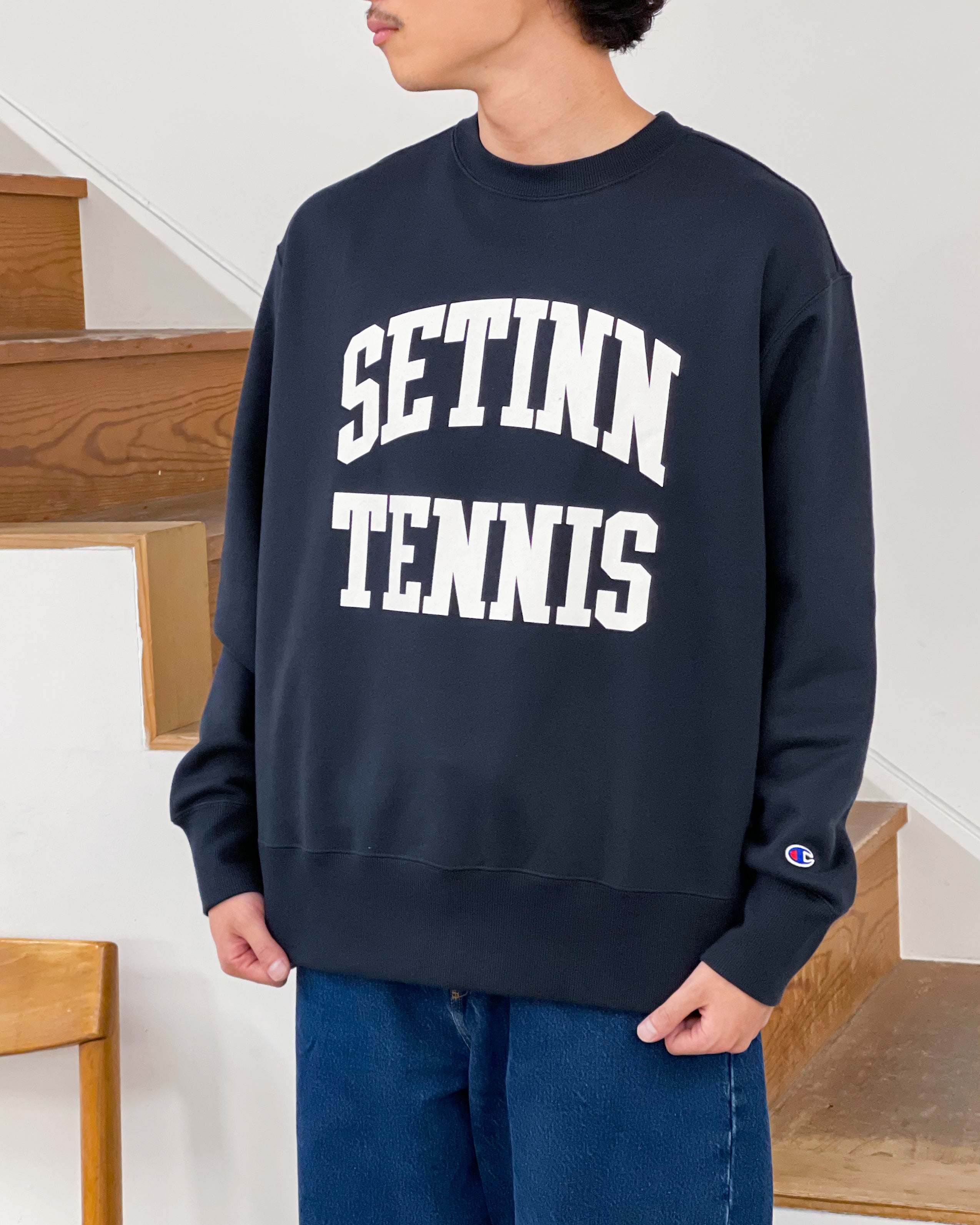 SETINN】Champion STN TENNIS CREW SWEAT - NAVY