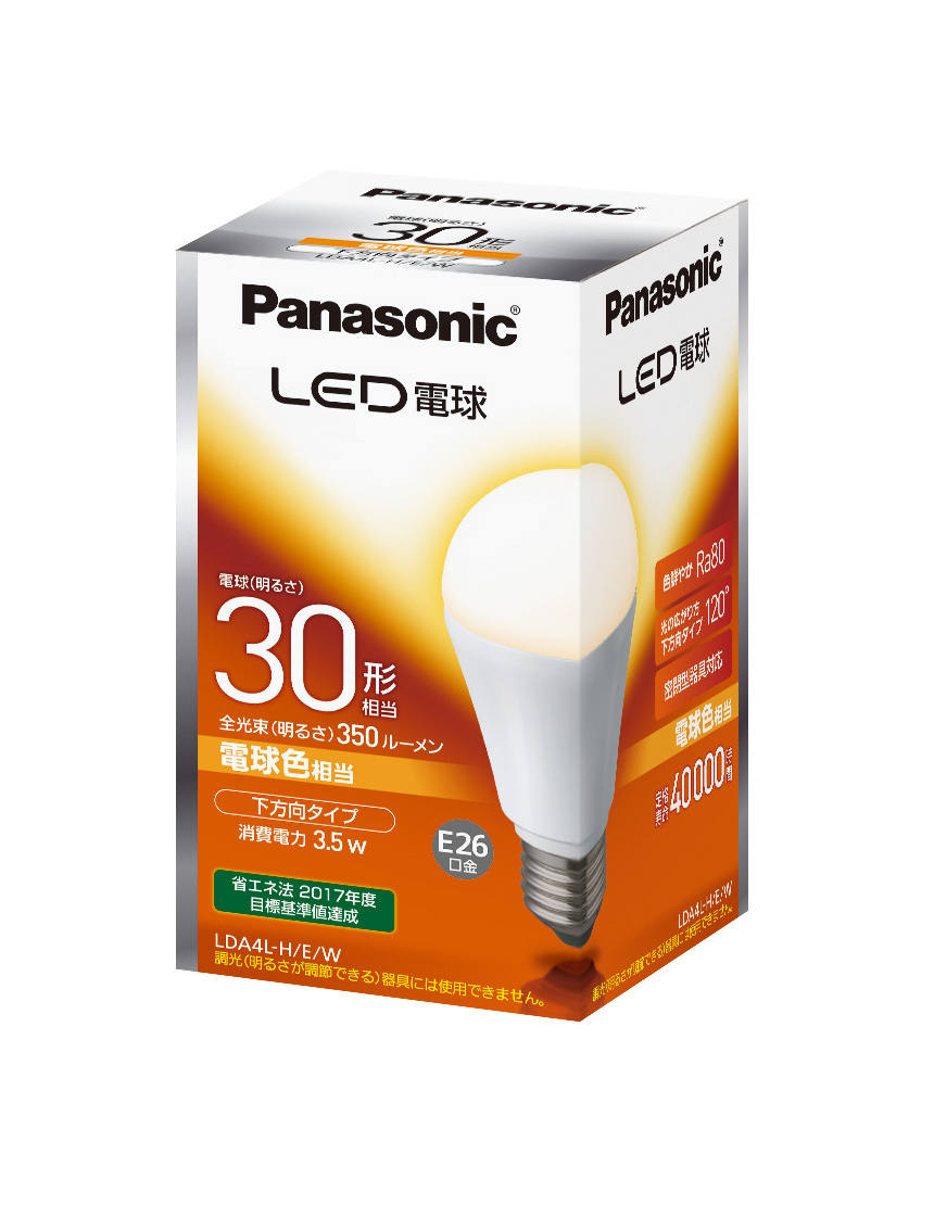 概要 LED電球 3.5W(電球色相当) LDA4LHEW | LED電球・蛍光灯 | Panasonic
