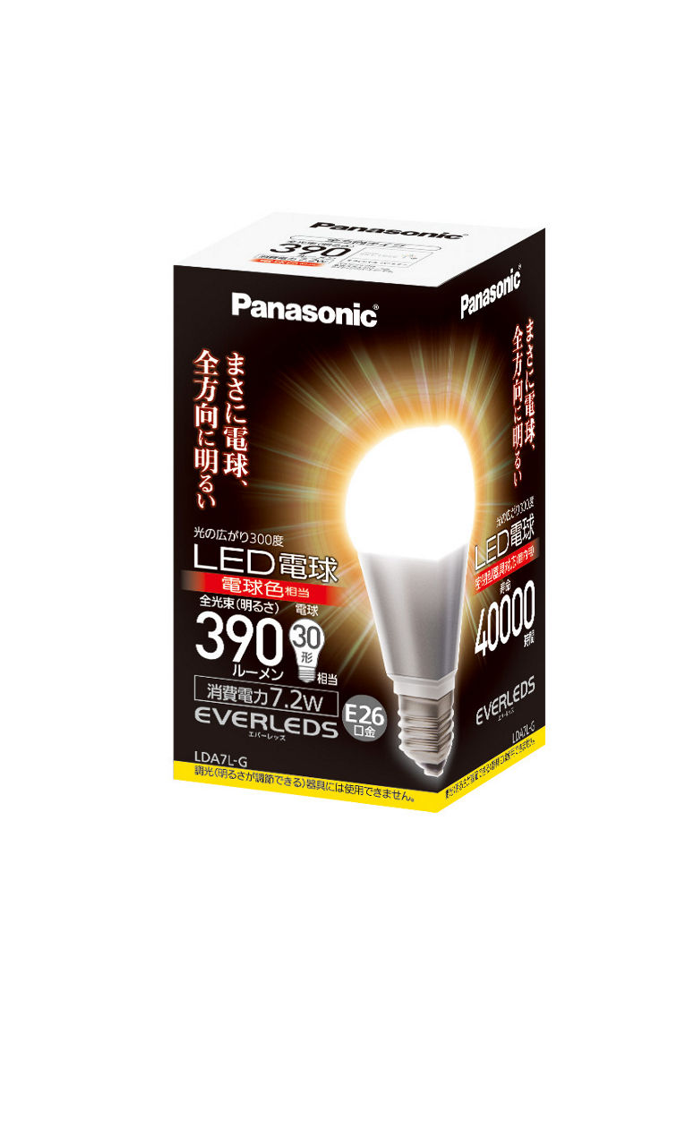 概要 LED電球 7.2W(電球色相当) LDA7LG | LED電球・蛍光灯 | Panasonic