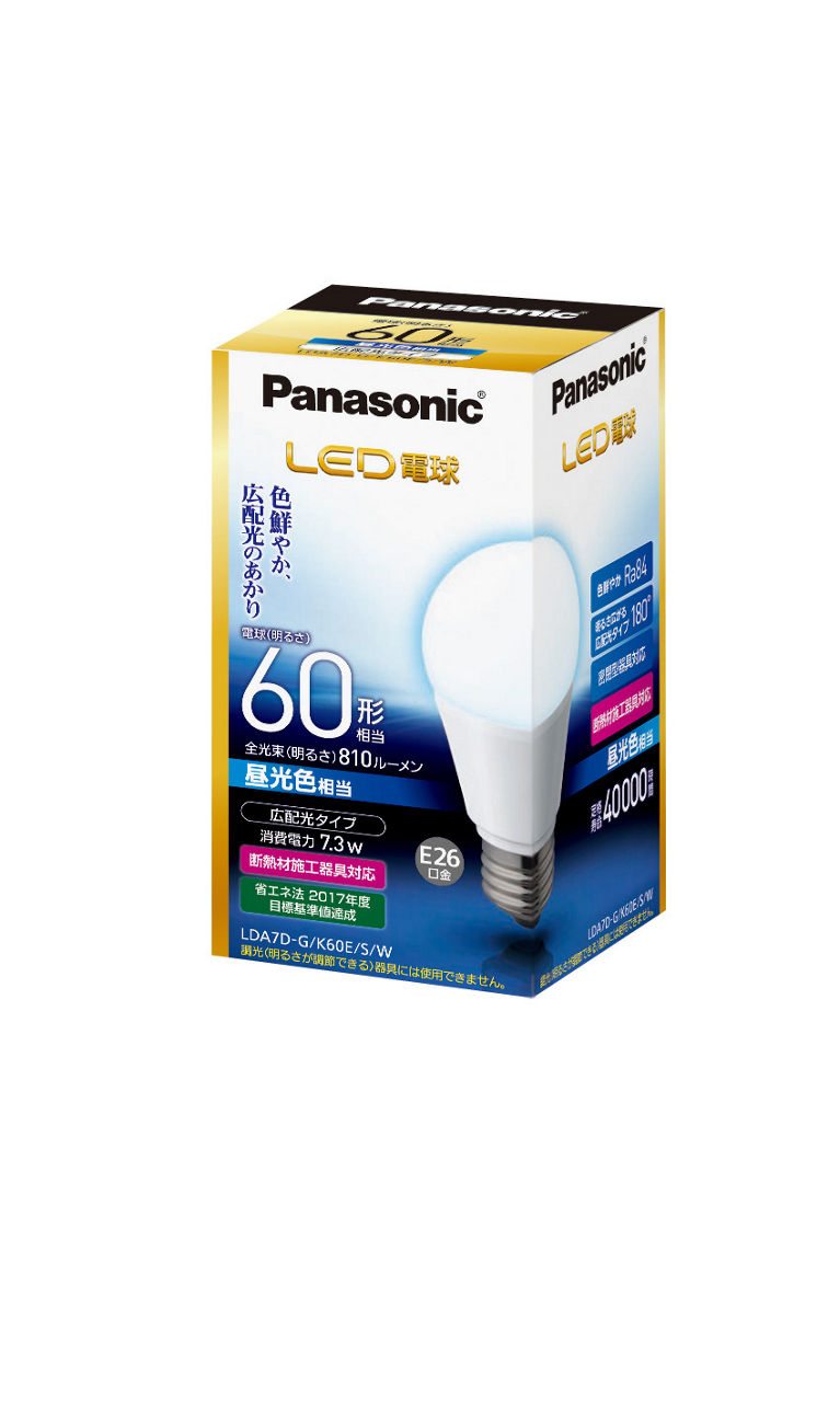 概要 LED電球 7.3W（昼光色相当） LDA7DGK60ESW | LED電球・蛍光灯